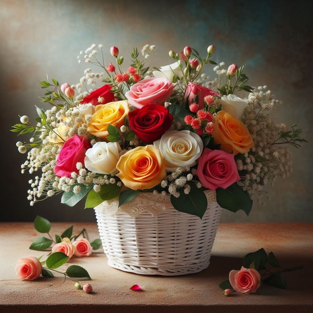 Aranjament în cutie de vânzare în Piața de Flori Bacau