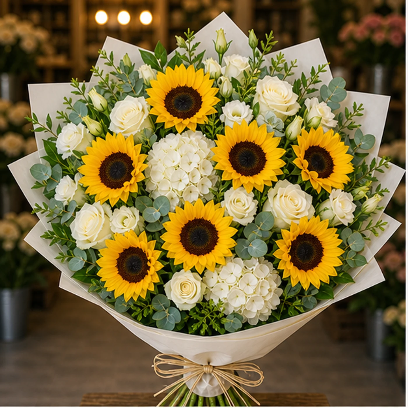 Buchet floarea-soarelui de vânzare în Piața de Flori Braila